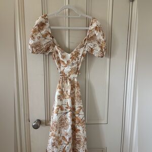Hello Molly Brown Tan Puff Sleeve Sundress